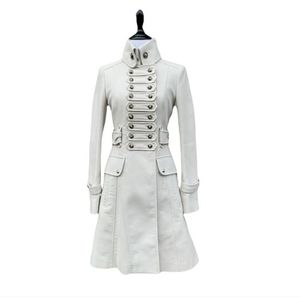 Karen Millen Cream 100% Cotton Military Steampunk Classic Style Trench Coat 2